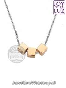 JOY de la LUZ JLN027-45 Layered Necklace 3 Cubes Goldplated 45-48cm